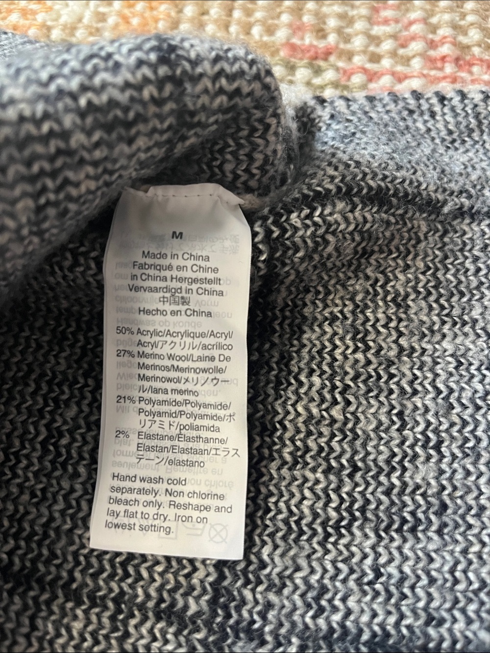 Madewell Windowpane Turtleneck Sweater Medium Cream Black Grid Knit - Picture 4 of 7